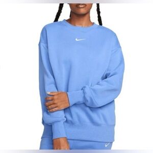 Nike Women's Scoop Crew in Sky Blue with White Swoosh
